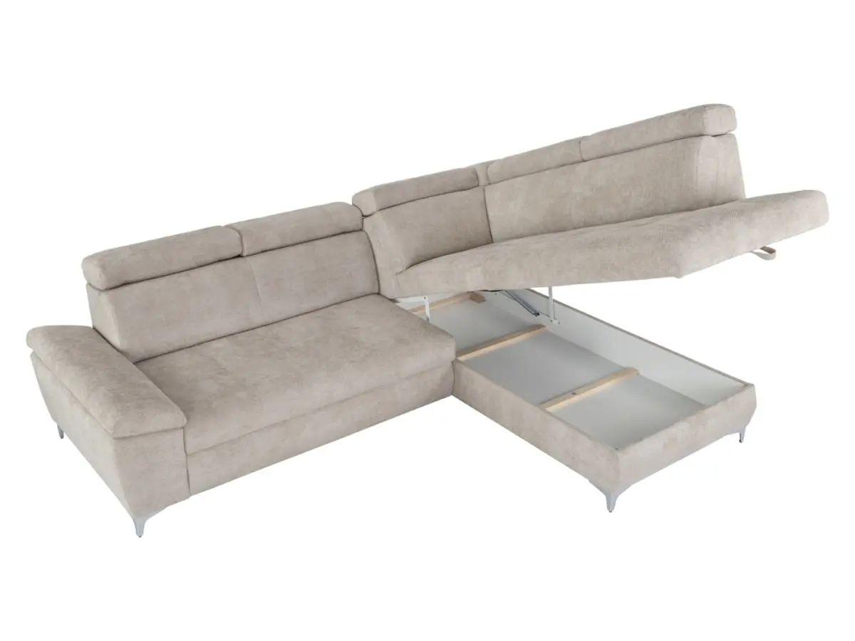 Sofá rinconera derecho Raul convertible con arcón beige