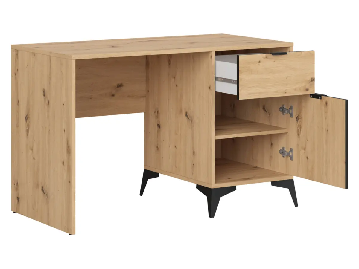 Escritorio Lamea 120 cm con puertas y cajón roble artisan