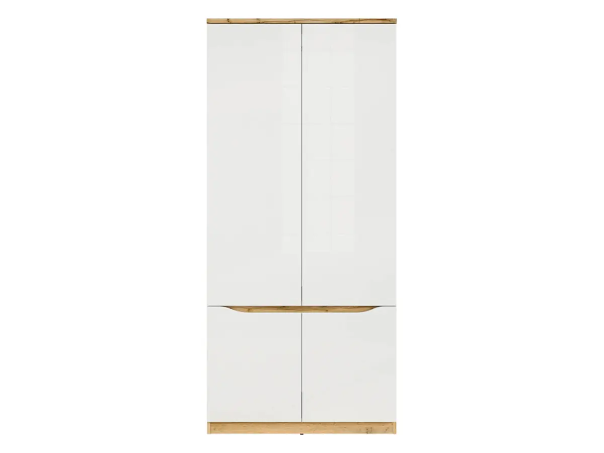Armario de cuatro puertas Nuis 90 cm roble wotan/blanco brillo