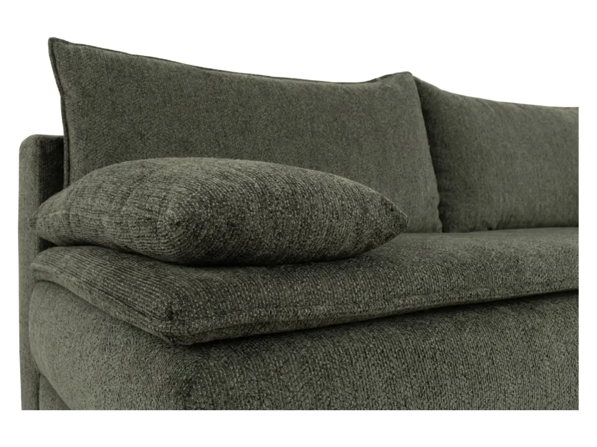 Sofá de tres plazas Lindon convertible con arcón chenilla verde