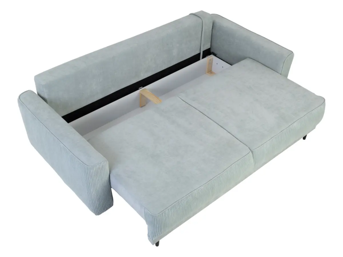 Sofá de tres plazas Larisa 2 convertible con arcón de chenilla menta