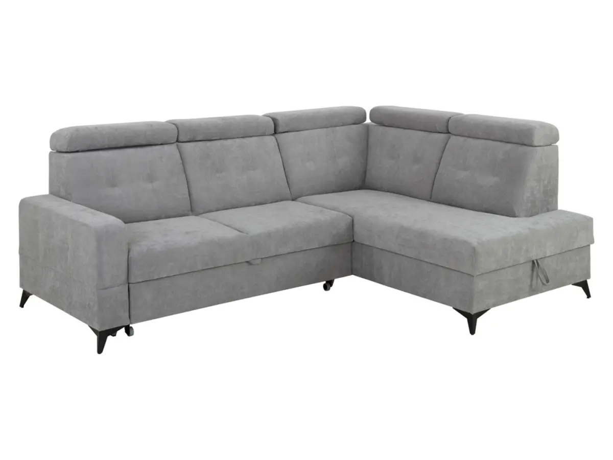 Угловой диван правосторонний Amado раскладной с ящиком серый