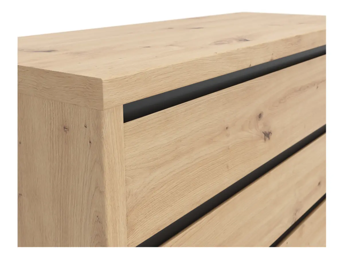 Cómoda Larios 105 cm con 4 cajones roble artisan/negro