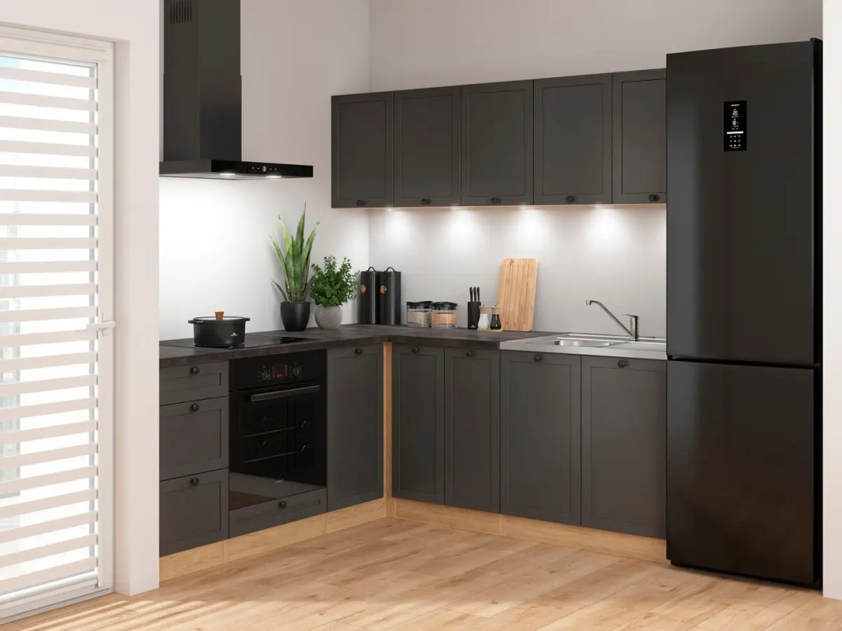 Conjunto de cocina de esquina Junona Line 200x200 grafito con encimera