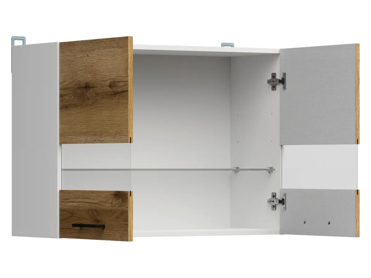 Armario de cocina superior Junona Line 80 cm de dos puertas con vitrina roble delano claro