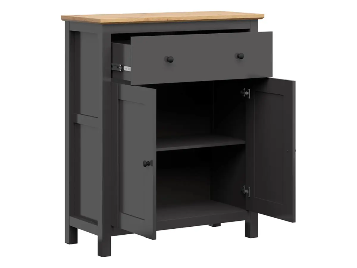 Chest of drawers Hesen 101 cm with 2 doors and a drawer graphite