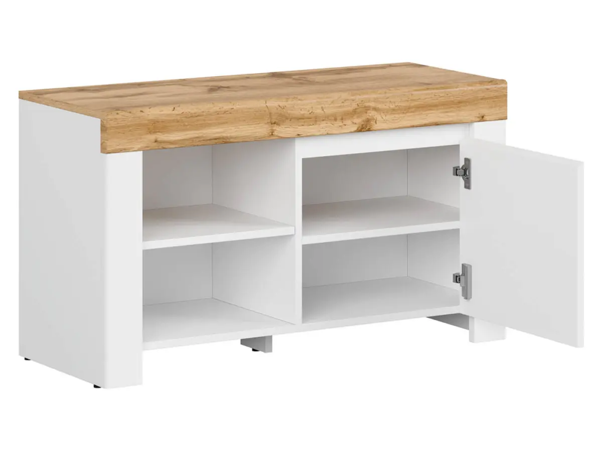 Тумба для взуття Holten 92 см білий глянець/дуб вотан