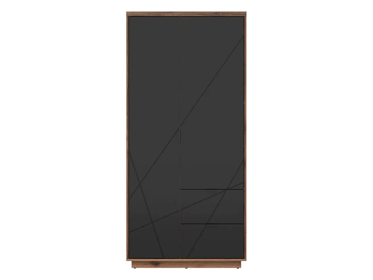 Armario de dos puertas Forn con cajones roble delano oscuro/negro mate