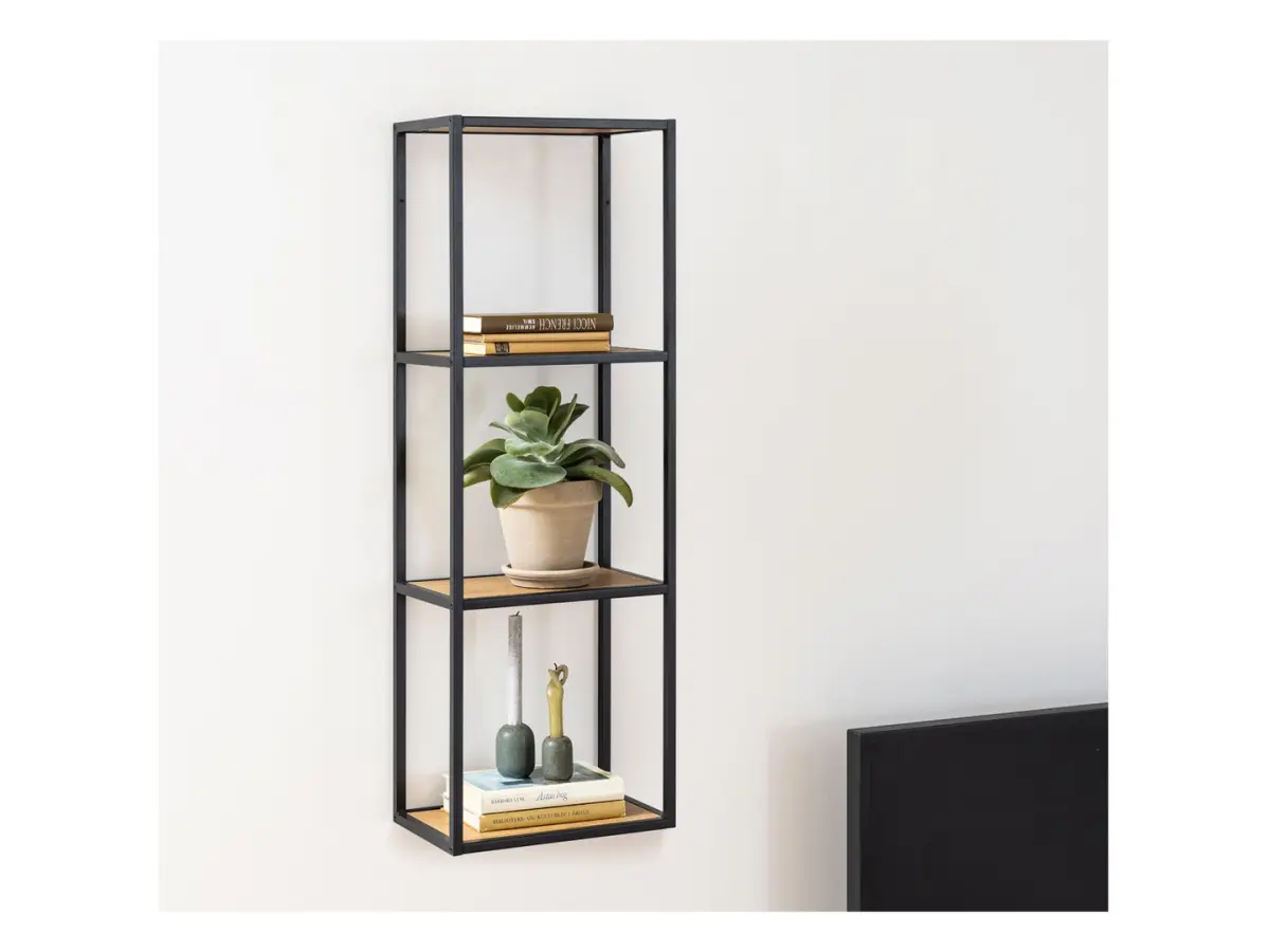 Estante de pared Seaford 24 cm con 3 estantes roble salvaje mate