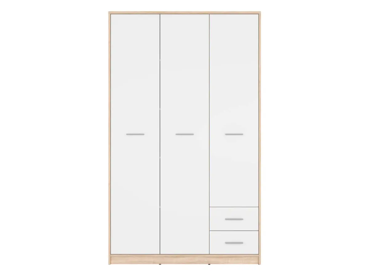 Armario de tres puertas Nepo Plus 118 cm con cajones roble sonoma/blanco