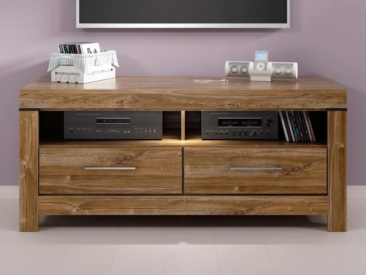 Тумба RTV Gent 138 см с 2 ящиками и полкой дуб стирлинг