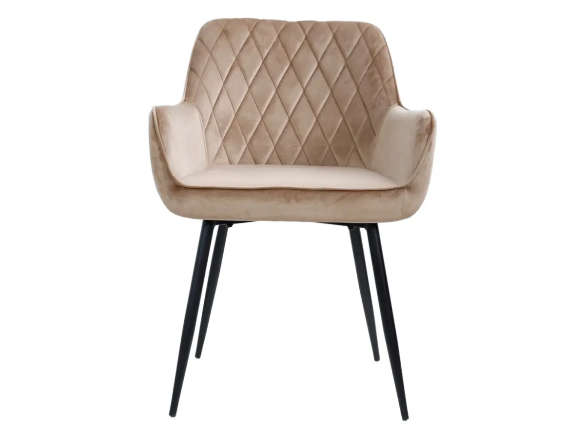 Silla tapizada Nicolas de terciopelo beige
