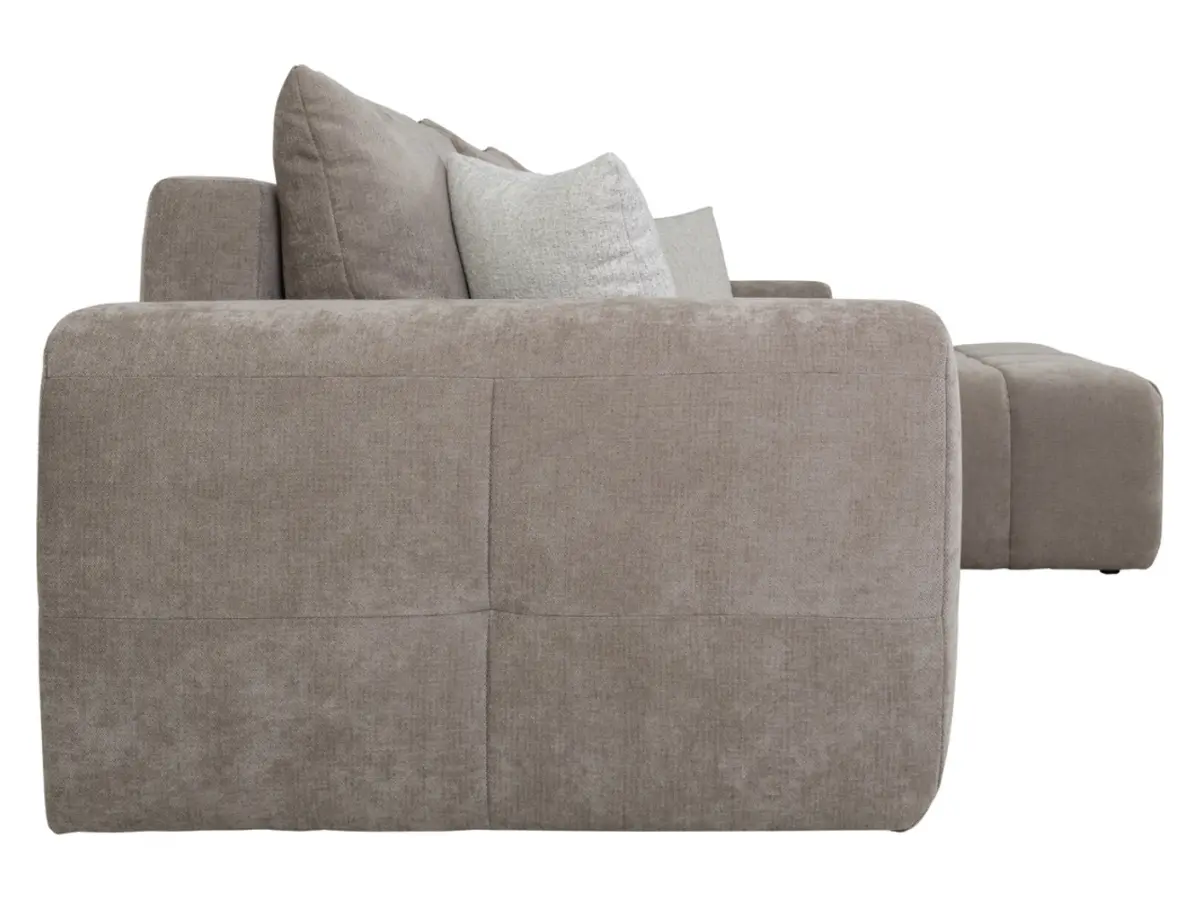 Sofá rinconera derecho Chill_Me convertible con arcón de chenilla marrón