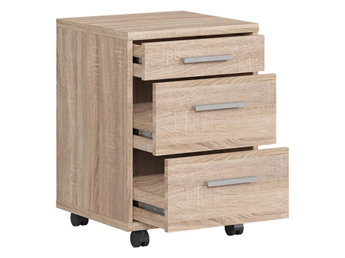 Cajonera Brw Office 40 cm con 3 cajones roble sonoma