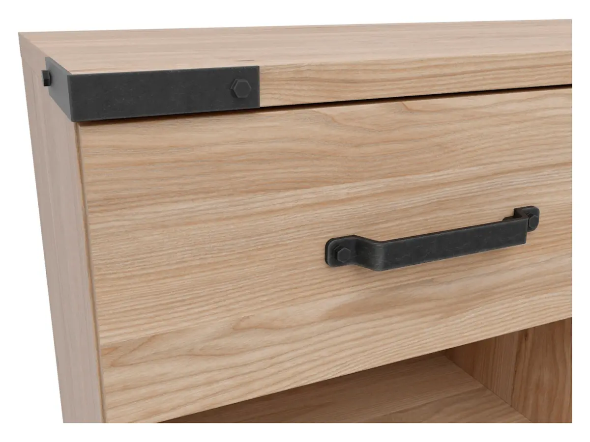 Cómoda Lara 90 cm con puertas 3 cajones y estante fresno belarus