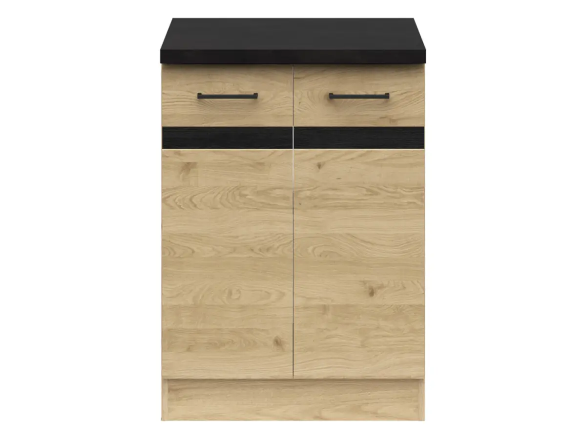 Mueble bajo de cocina Junona Line 60 cm de dos puertas roble bernstein con encimera