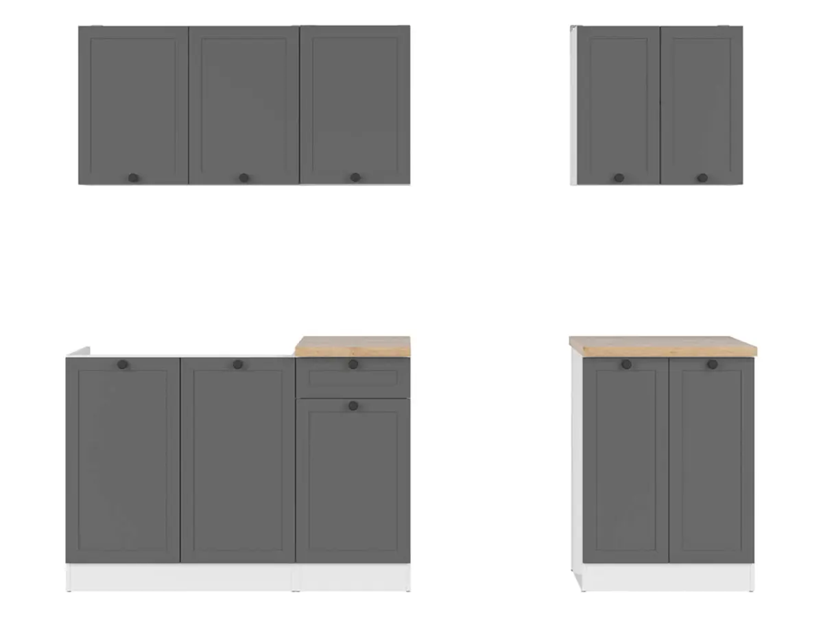 Conjunto de cocina Junona Line A 180 cm grafito con encimera