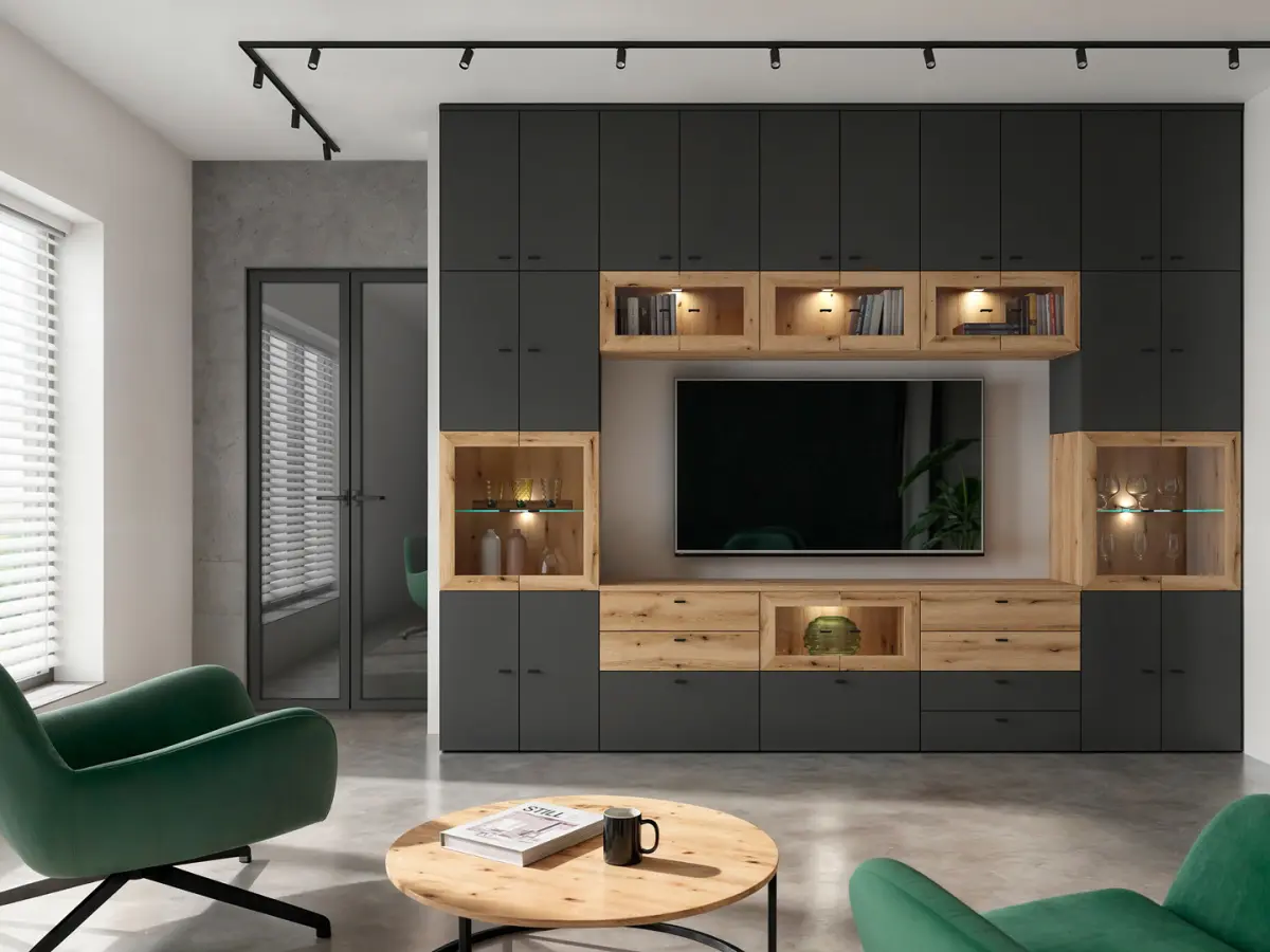 Vitrina System 64 con 2 puertas roble coast evoke