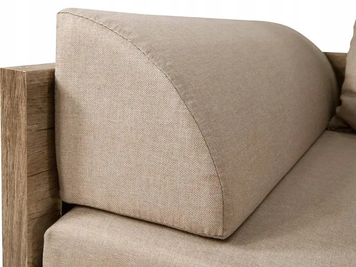 Cama extensible Malcolm 80-160x200 roble canyon monument con contenedor colchón y cojines beige