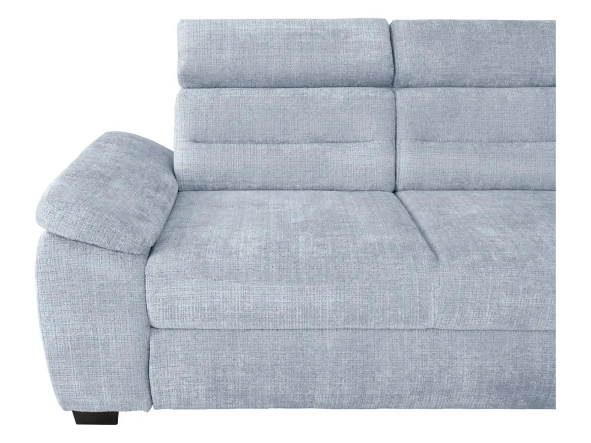 Sofá rinconera derecha Aguda convertible con arcón azul