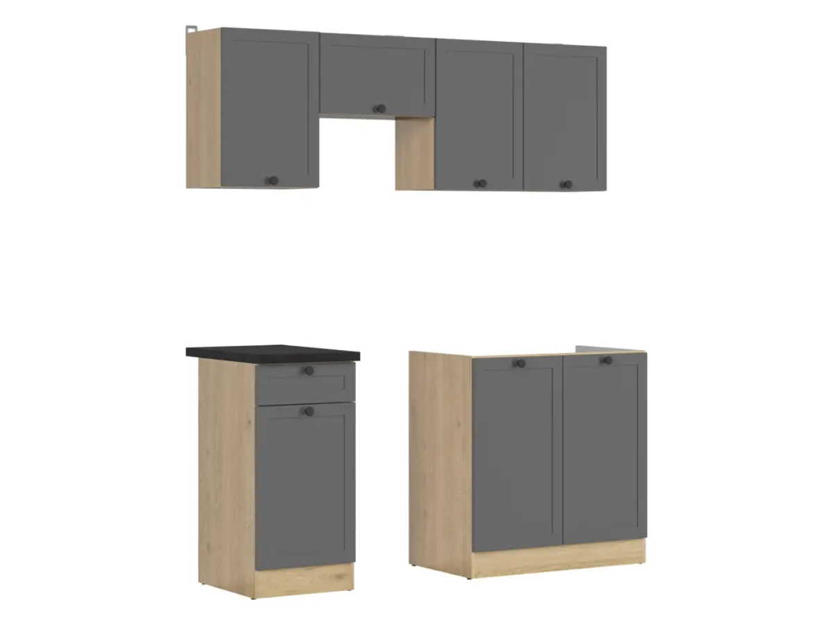 Conjunto de cocina Junona Line 170 cm grafito con encimera