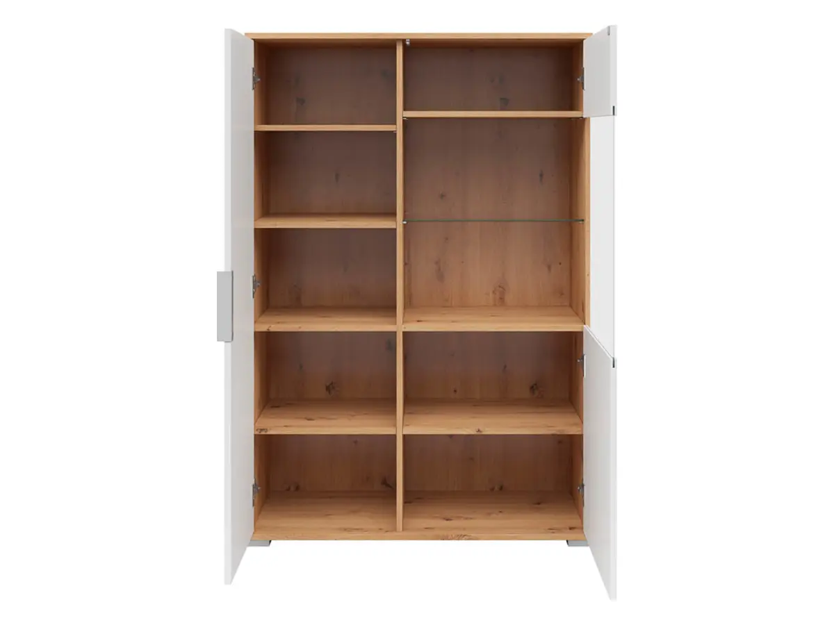 Display cabinet Zele 90 cm with 2 doors artisan oak/white gloss