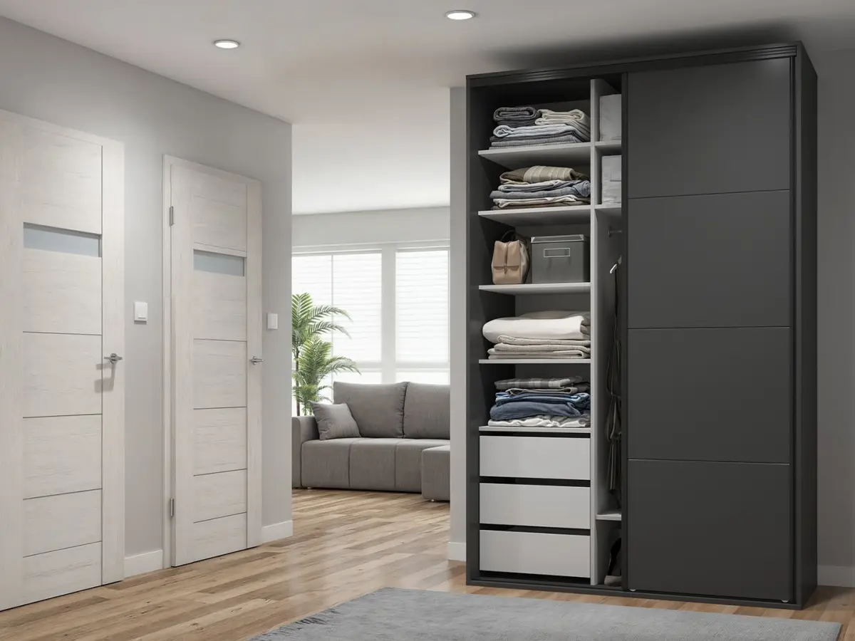 Armario corredero Flex 150 cm con espejo grafito