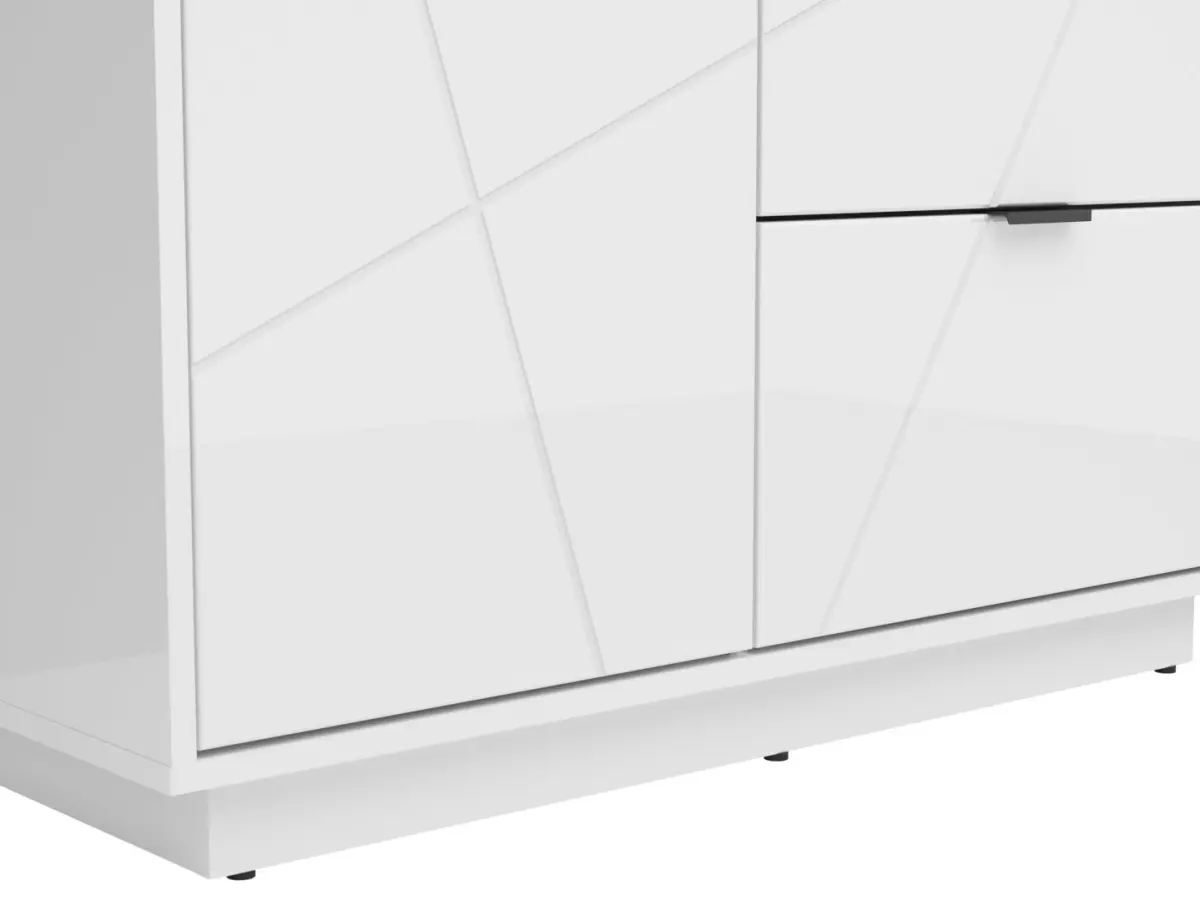 Armario de dos puertas Forn 94 cm con cajones blanco alto brillo