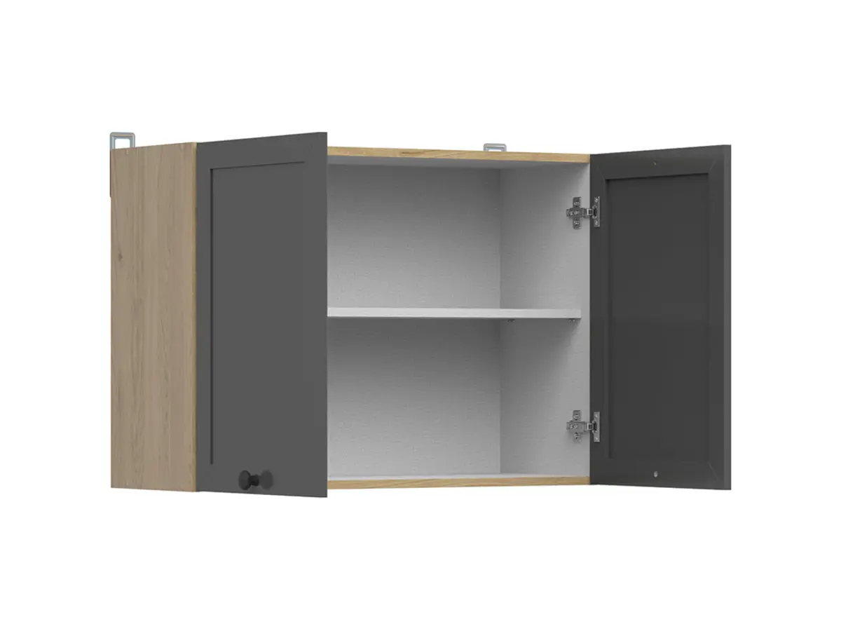 Armario de cocina superior Junona Line 80 cm con 2 puertas roble bernstein/grafito