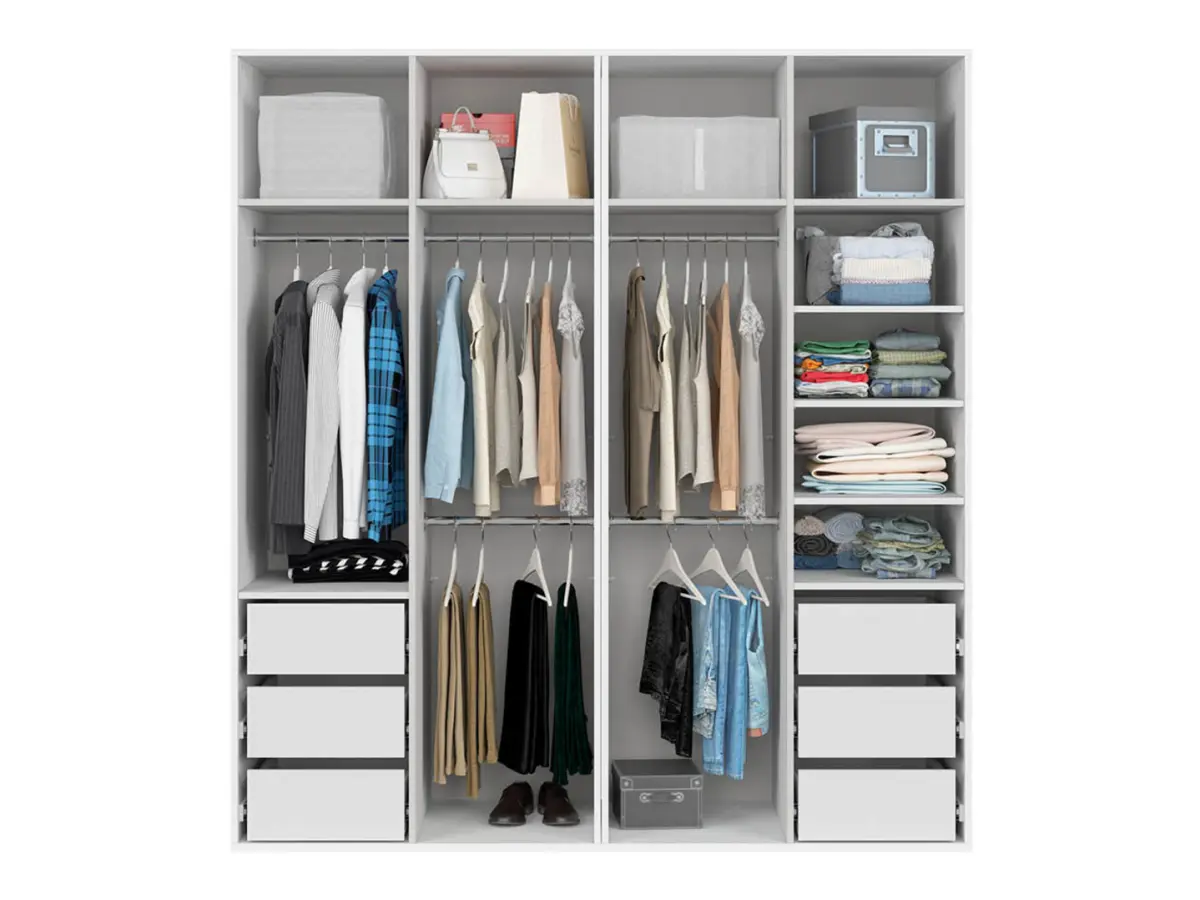 Armario modular Flex 200 cm con puertas y espejo blanco brillo