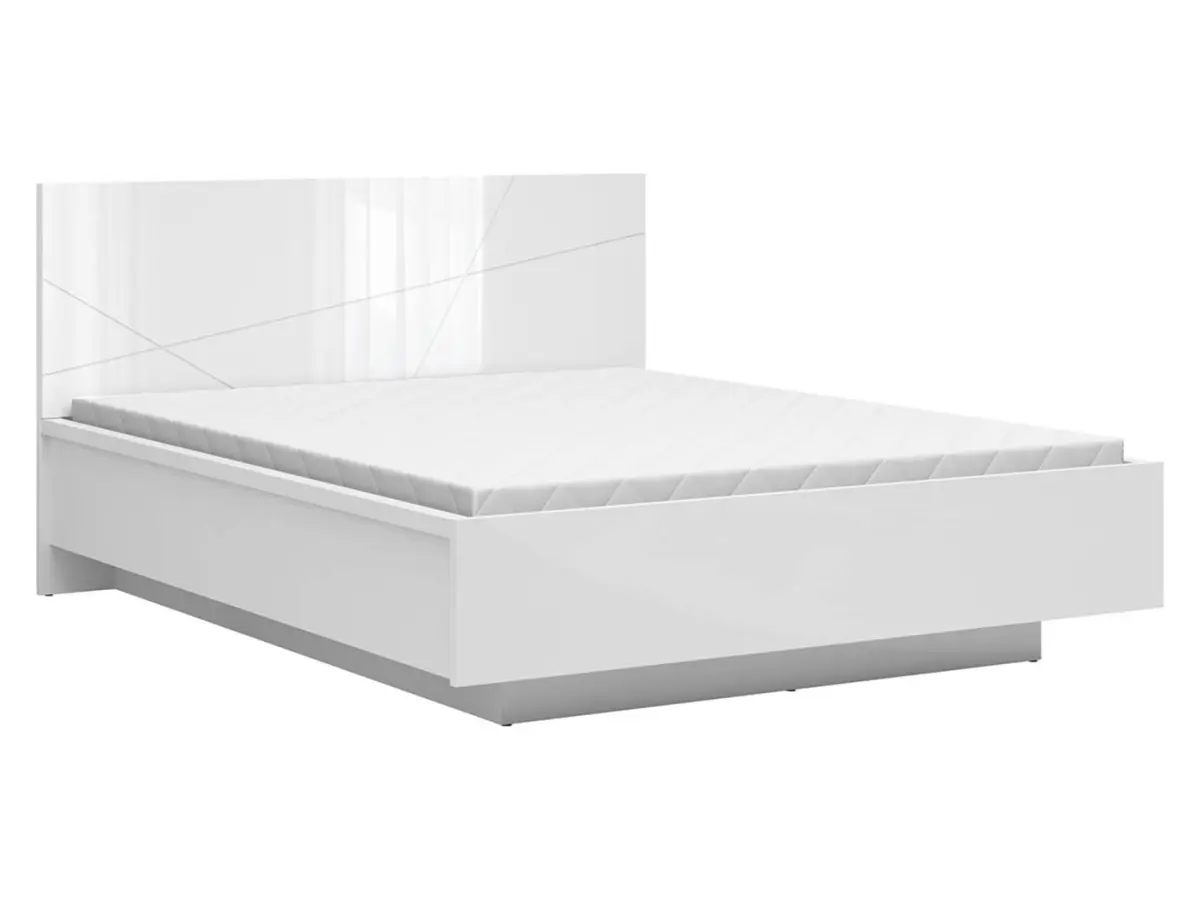 Cama Forn 160x200 con somier y contenedor blanco brillo