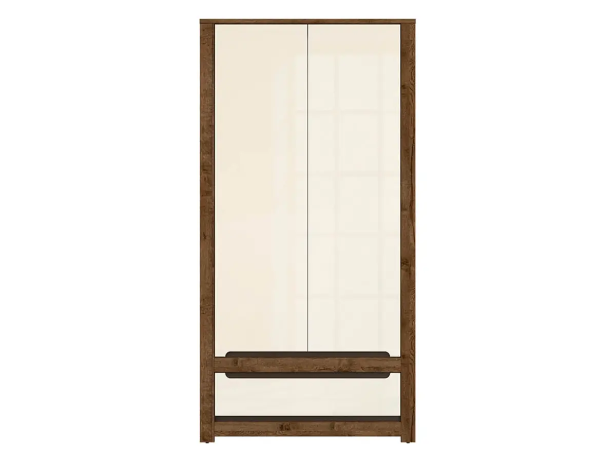 Armario de dos puertas Ruso 104 cm con cajón roble april/brillo perla