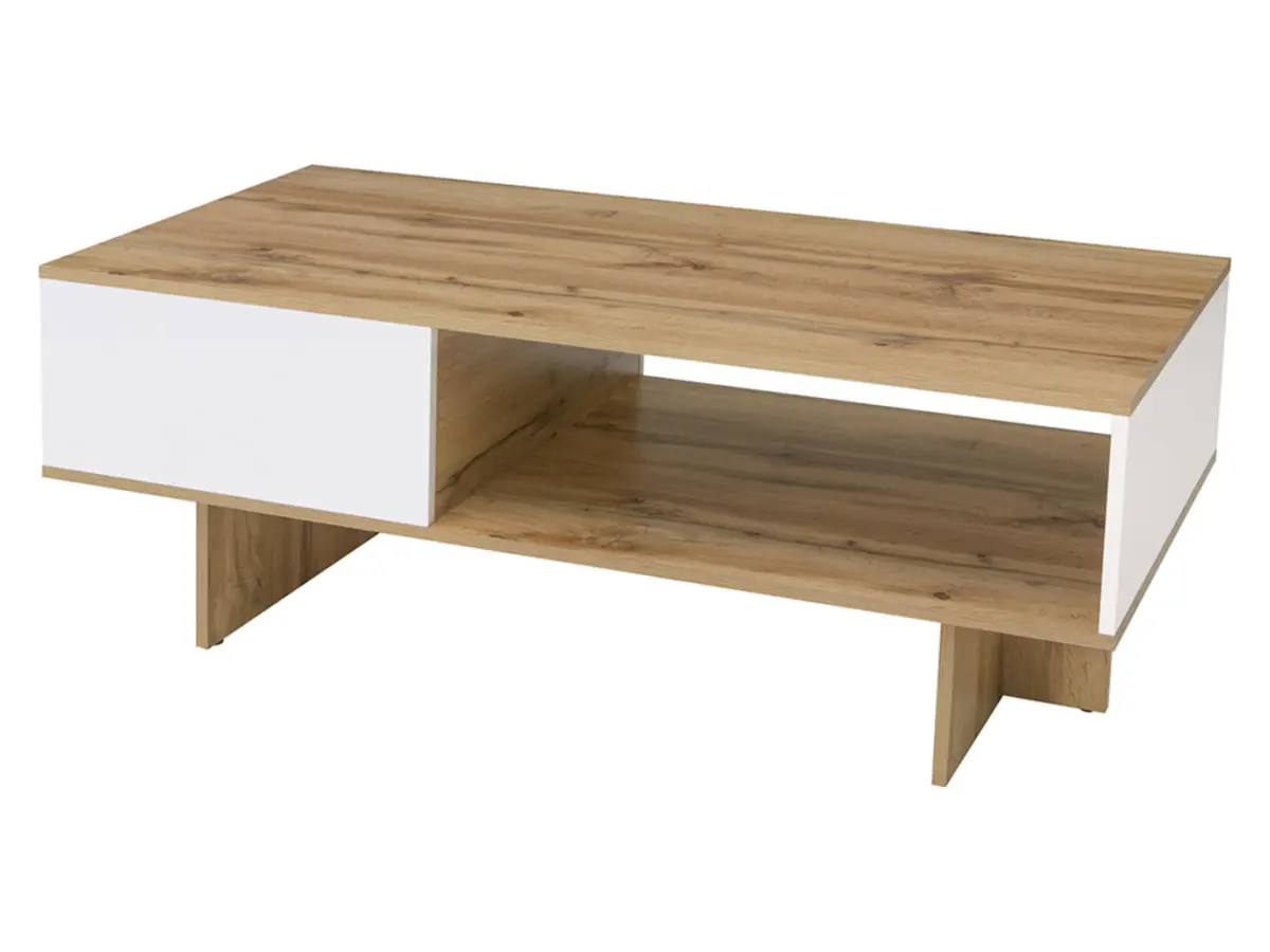 Coffee table Zele 120x60 with shelf wotan oak/white gloss