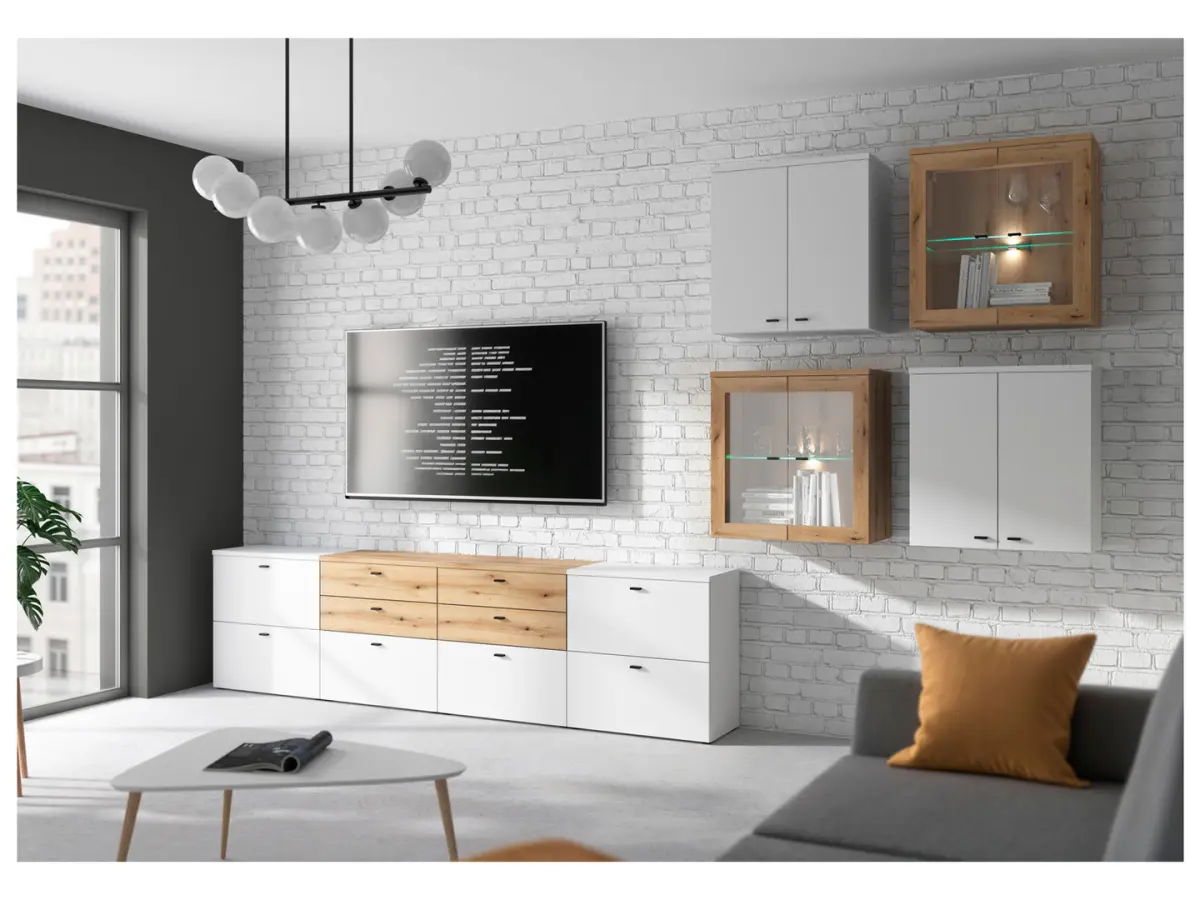 Vitrina System 64 con 2 puertas roble coast evoke