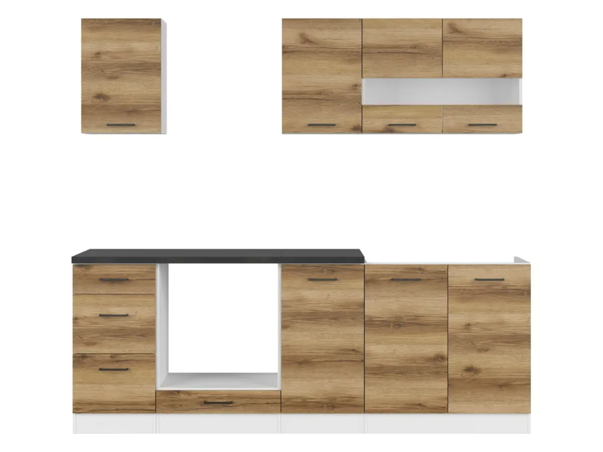 Kitchen set Junona Line 220 cm light delano oak with worktop