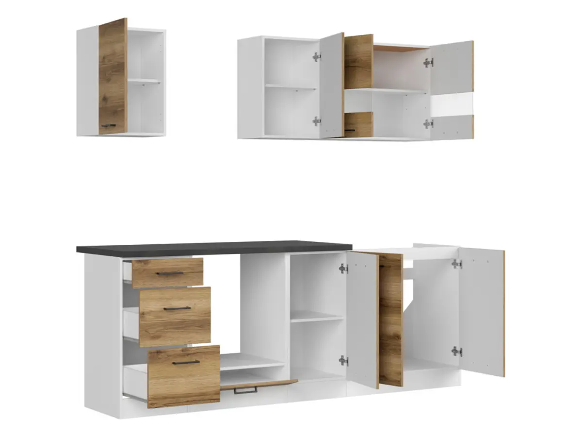 Kitchen set Junona Line 220 cm light delano oak with worktop