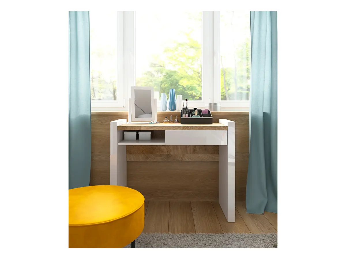 Tocador Alameda 100 cm con cajón y estante blanco brillo/roble westminster