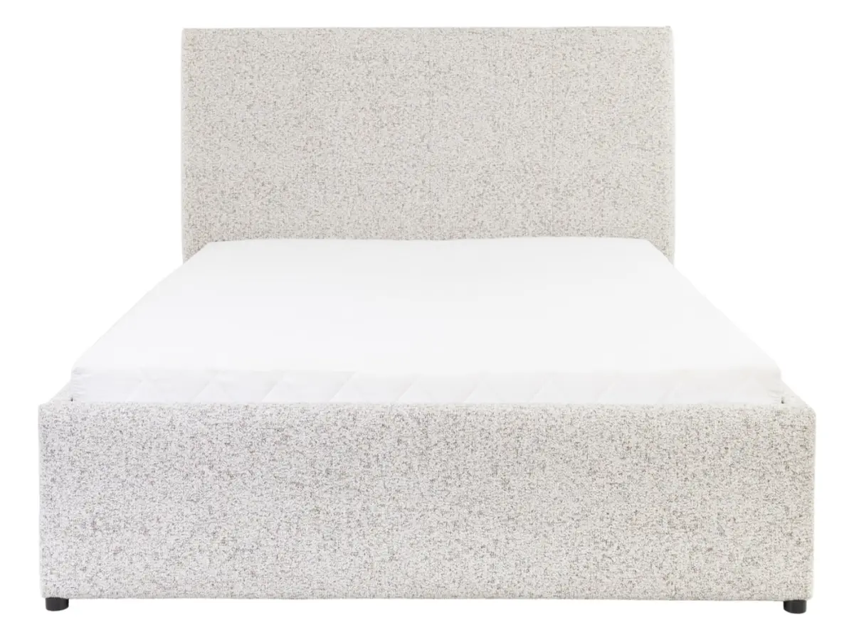 Cama tapizada Tripo 140x200 con somier y arcón beige