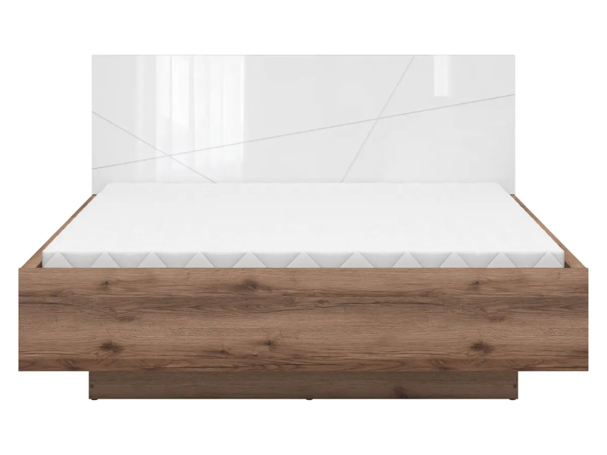 Cama Forn 160x200 con somier y arcón roble delano oscuro/blanco