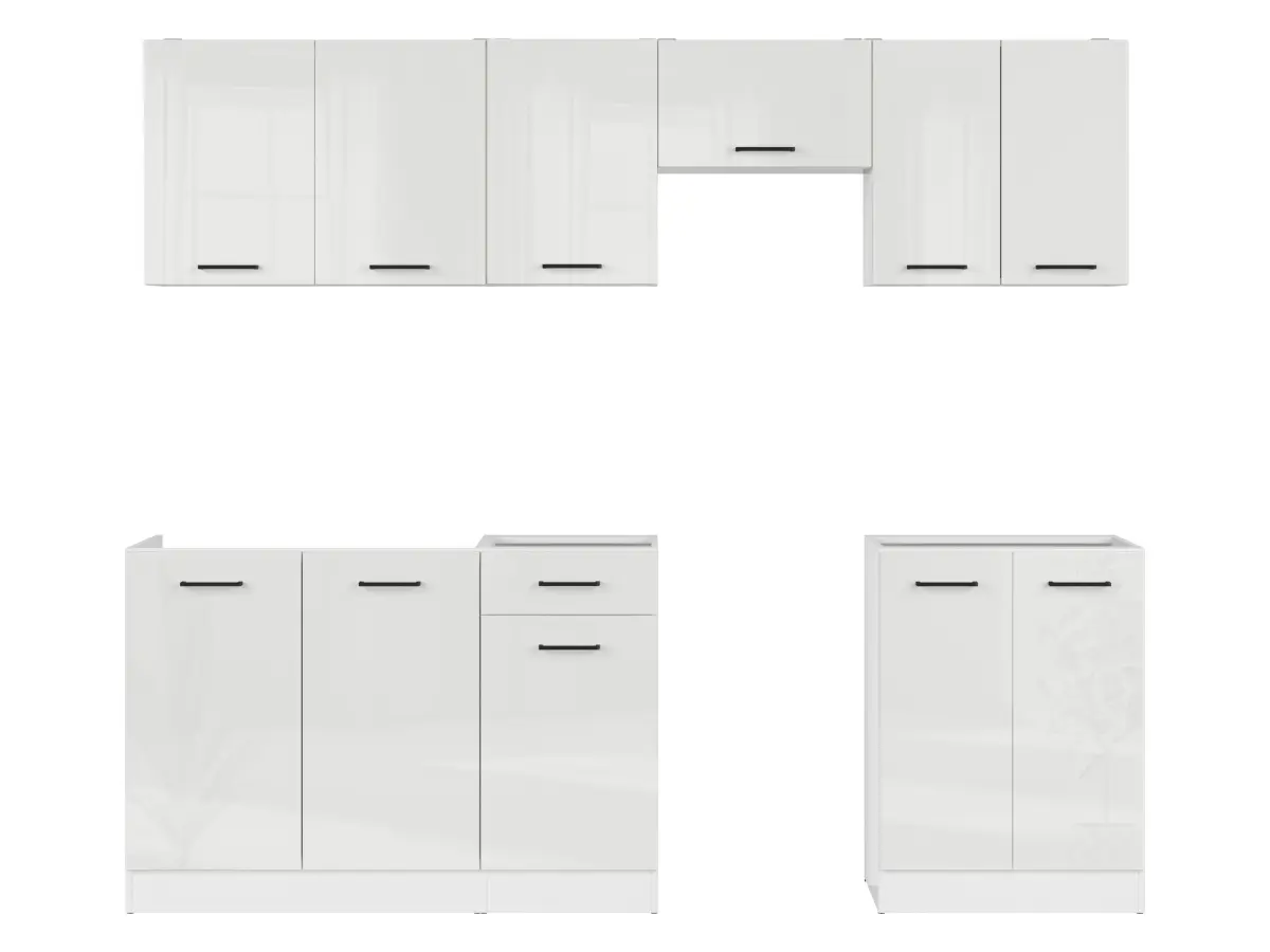 Кухонный гарнитур Junona Line 230 см меловой глянец без столешницы