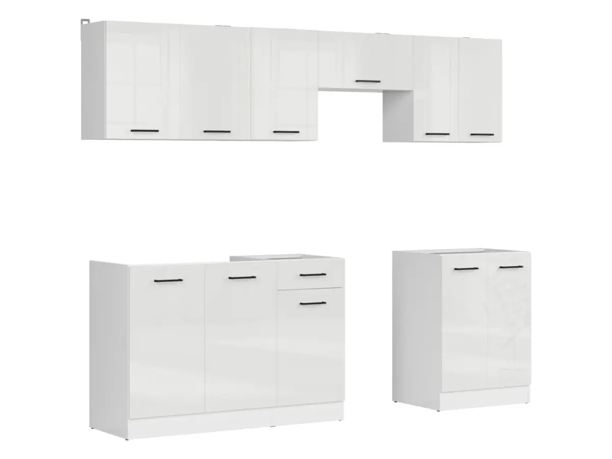 Кухонний гарнітур Junona Line 240 см крейдовий глянець без стільниці