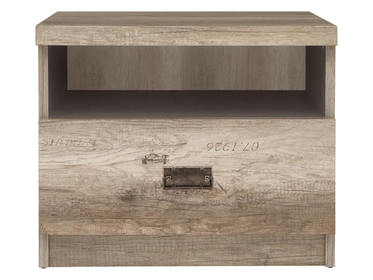 Mesita de noche Malcolm 50 cm con cajón roble canyon monument impresión