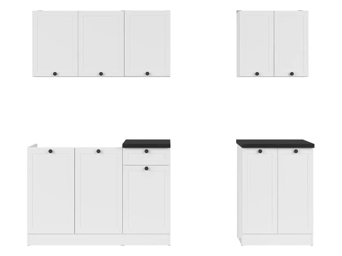 Conjunto de cocina Junona Line A 180 cm blanco con encimera