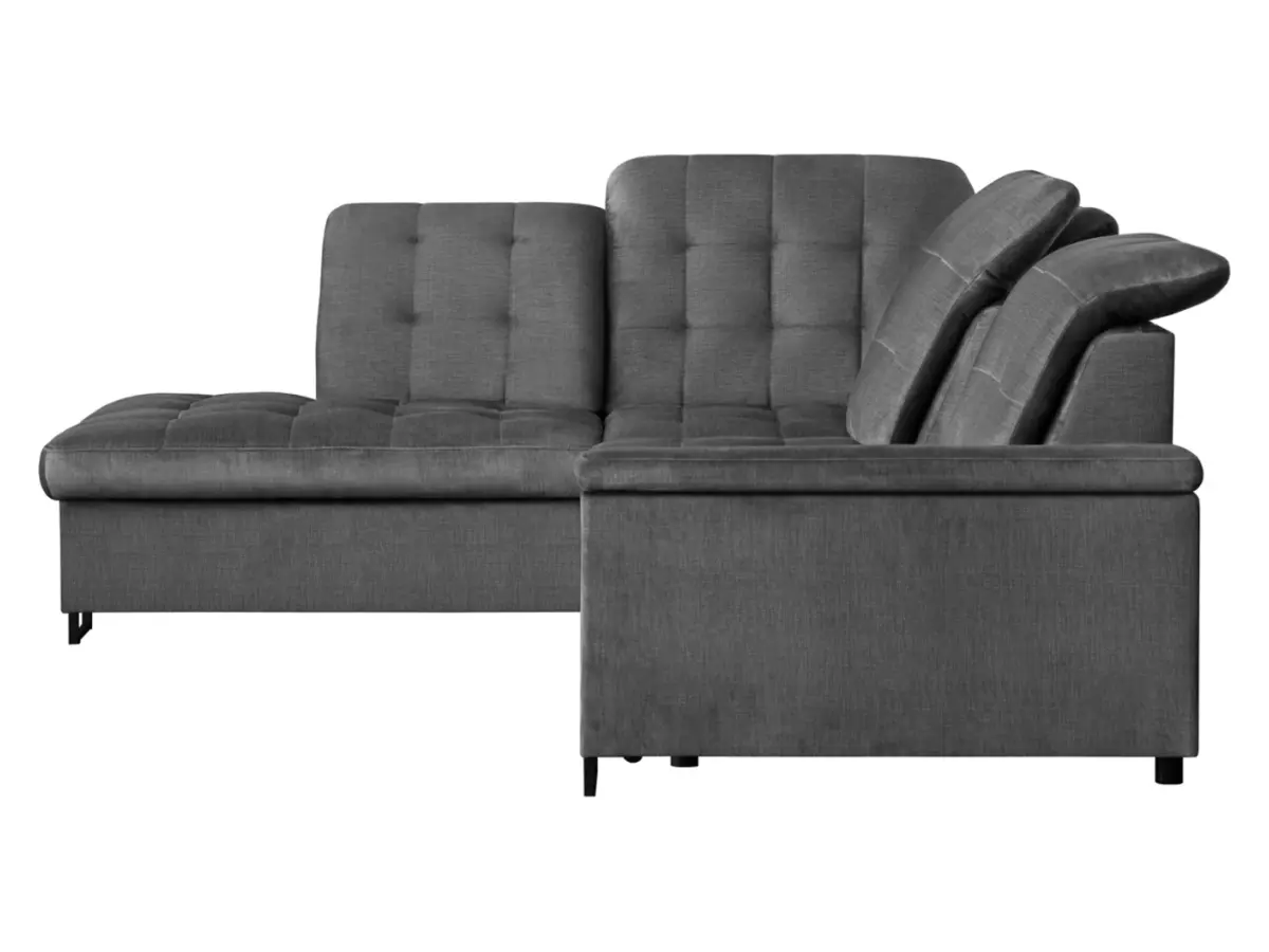 Sofá rinconera izquierdo Aragon extensible con reposacabezas y asiento regulables gris
