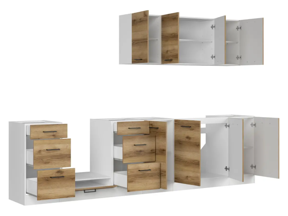 Conjunto de cocina Junona Line 300 cm roble delano claro