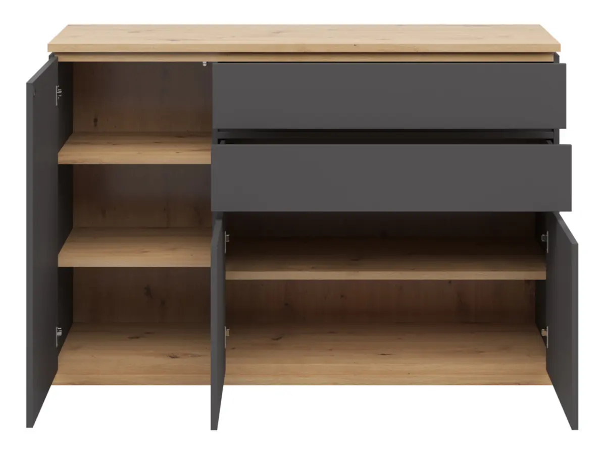 Cómoda Yamael 139 cm con 3 puertas y 2 cajones grafito