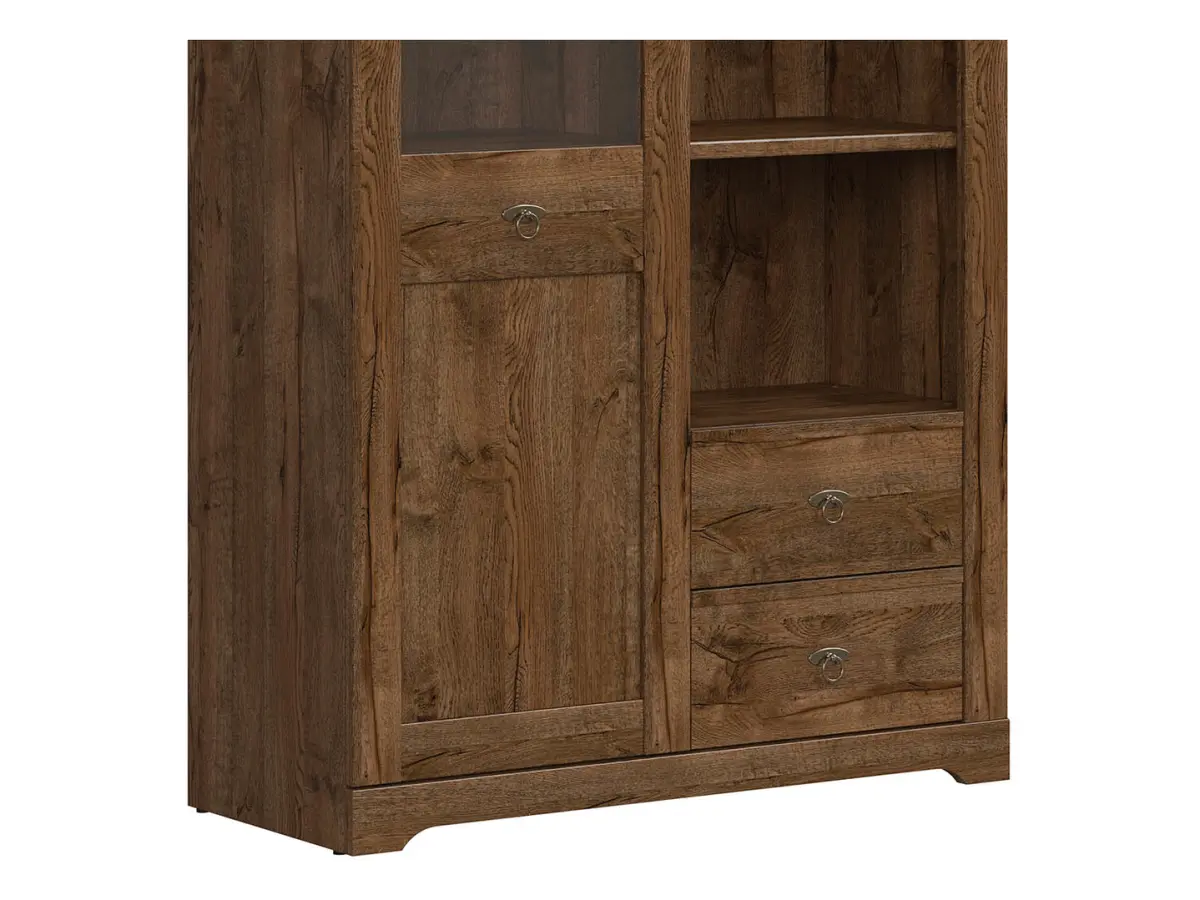 Vitrina Patras 103 cm con puertas y 2 cajones roble april