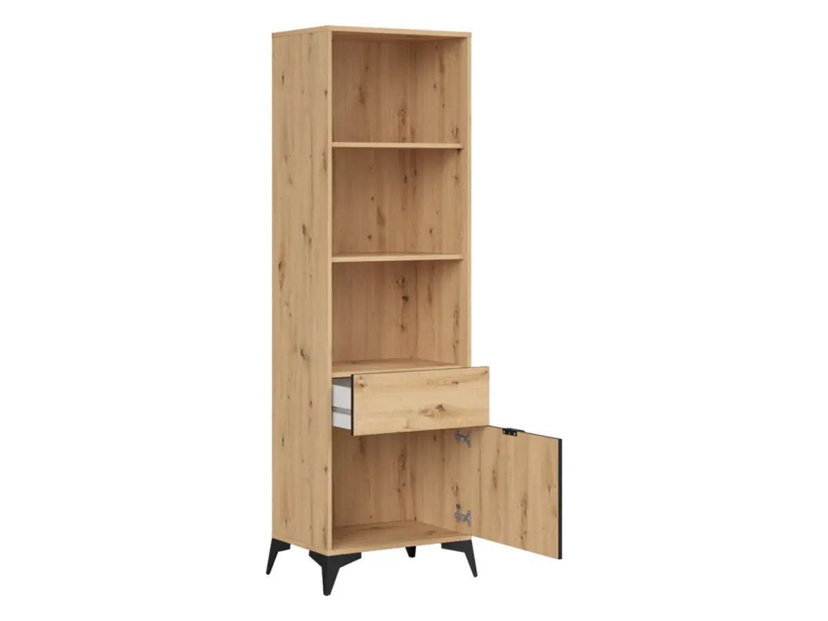 Estantería Lamea 60 cm con puerta, cajón y 3 estantes roble artisan