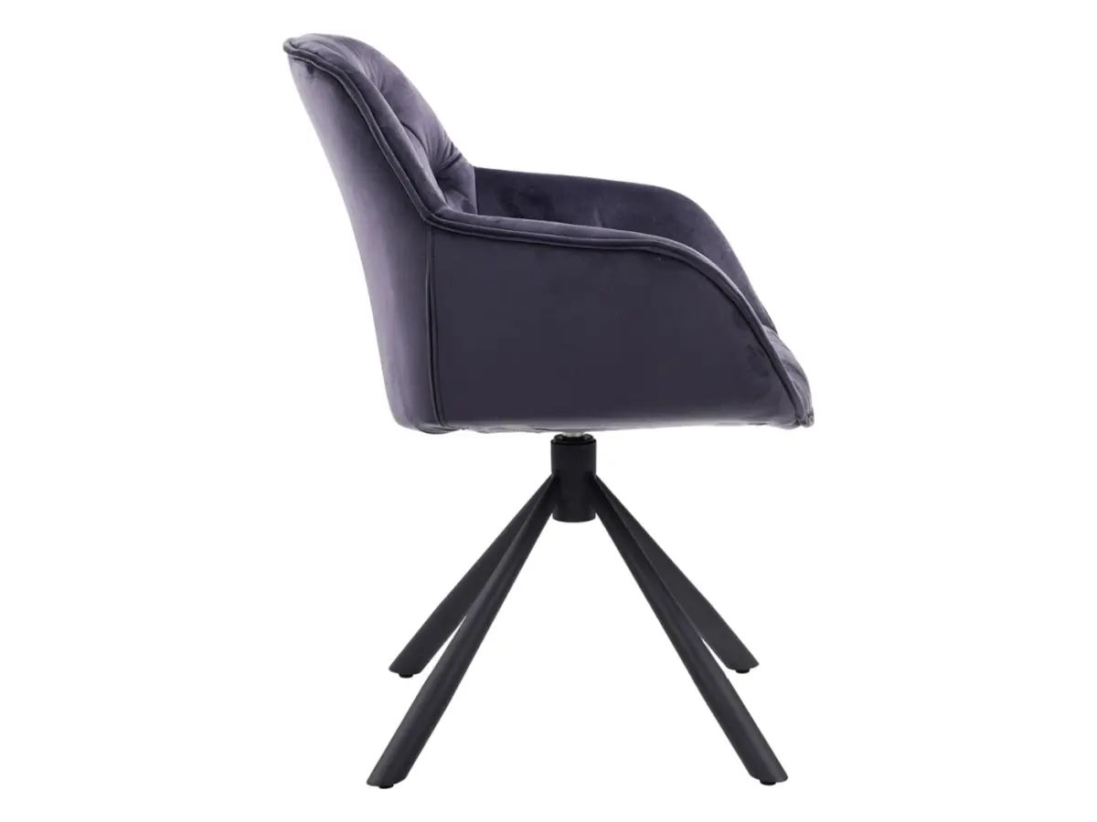 Silla tapizada Eileen giratoria de terciopelo negro