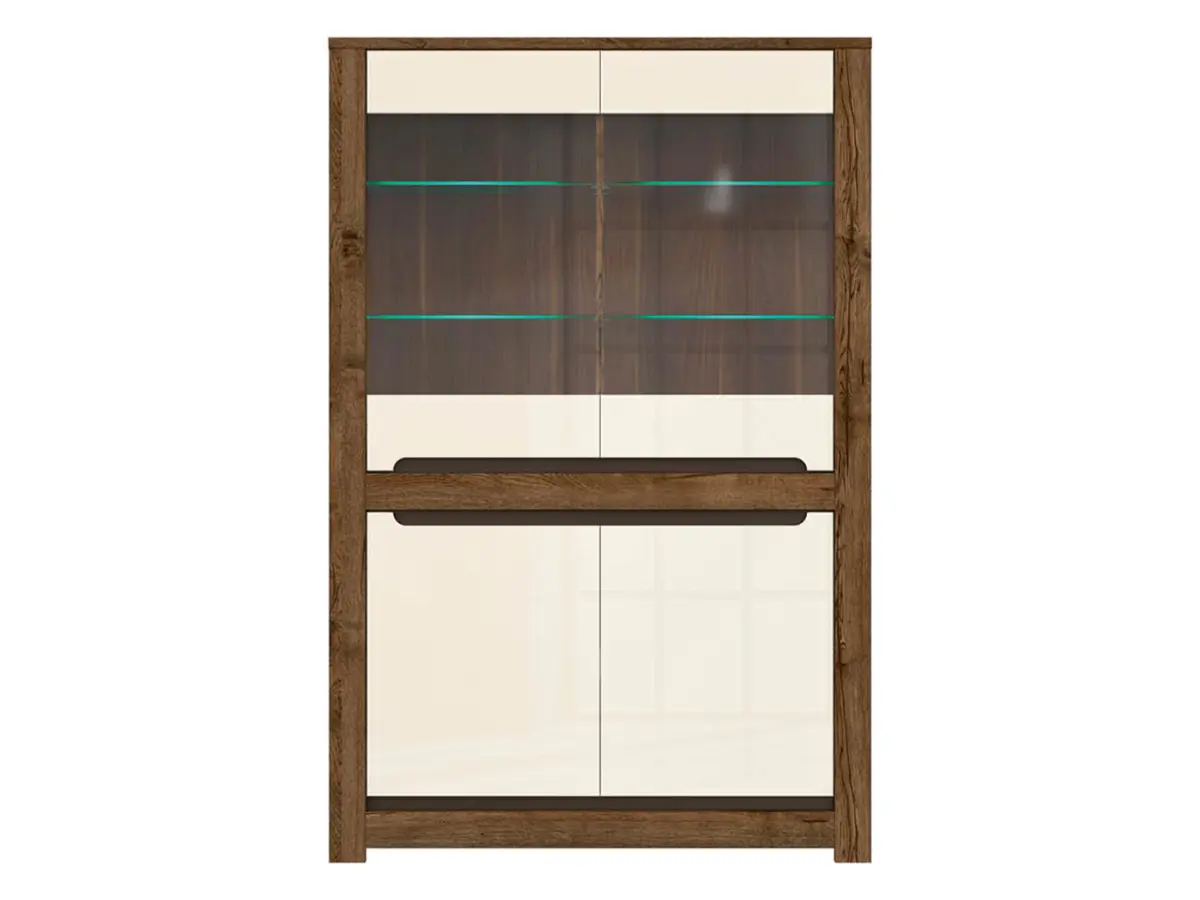 Vitrina Ruso 104 cm con 4 puertas roble april/brillo perlado